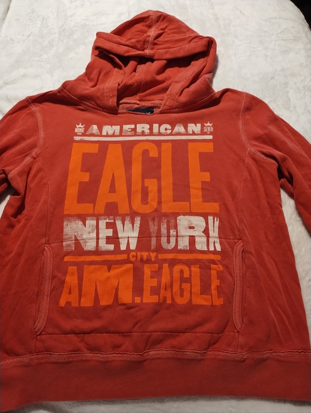 American Eagle Outfitters Orange Crewneck Hoodie with Graphic